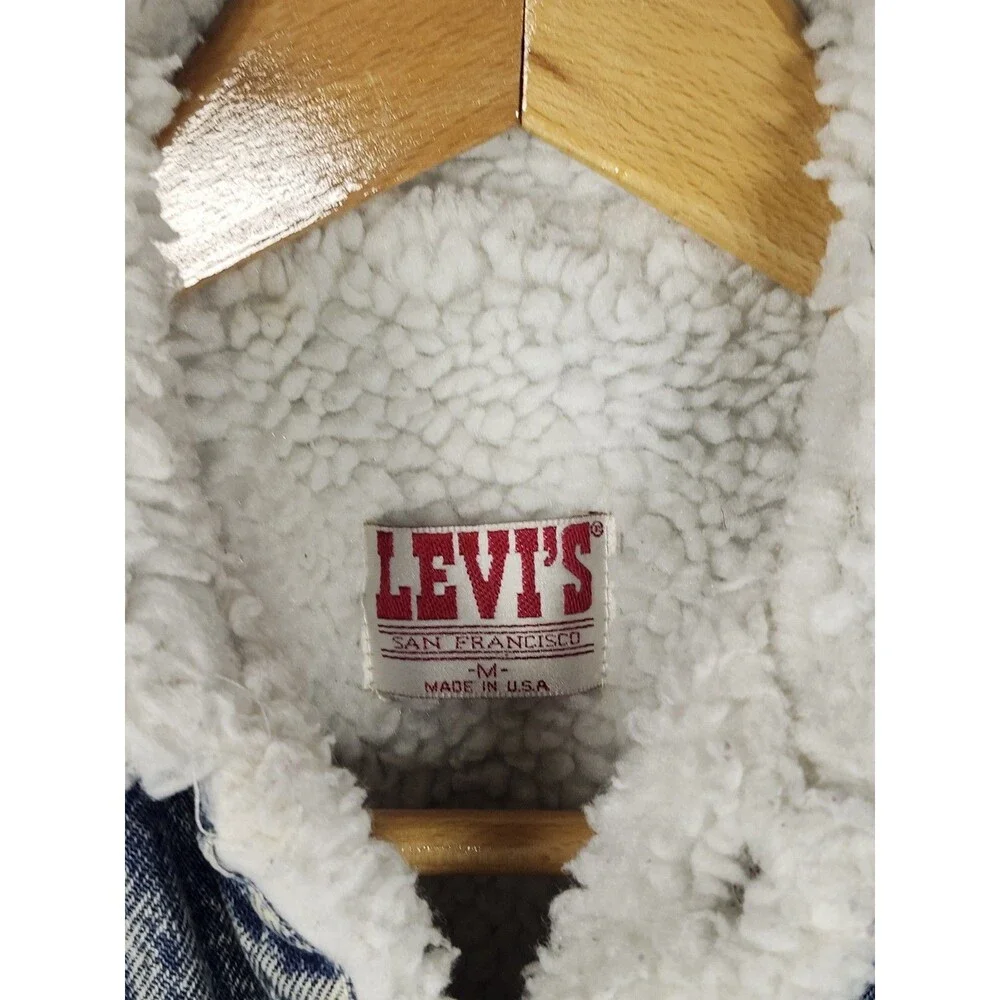 Vintage Levi's Sherpa Lined Denim‎ Trucker Jacket Type III USA Men's M 70609 90s